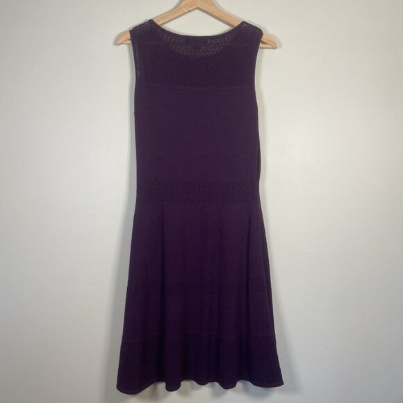 Ralph Lauren Pointelle Knit A-Line Dress Size M Purple (Retail $169) Fit Flare - Picture 6 of 11